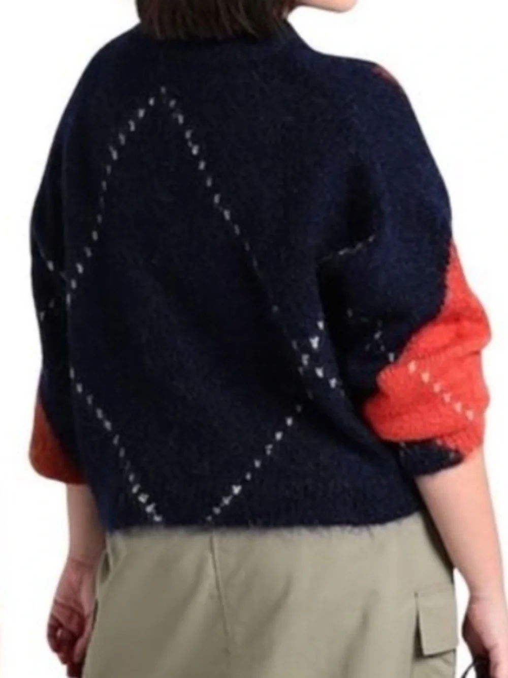 Cos Women's Cropped Argyle Mohair and Wool Sweater XS